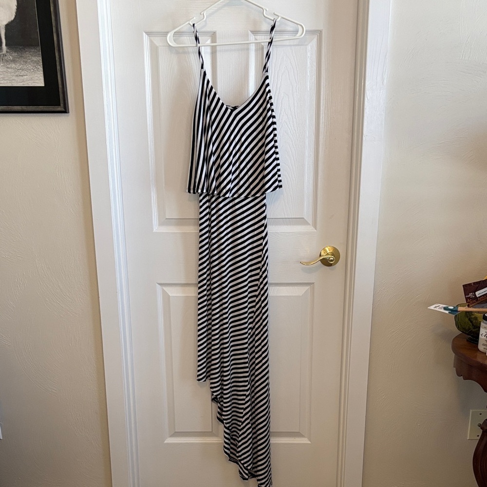 Mossimo Striped Asymmetrical Dress Adjustable Straps EUC Sz Medium